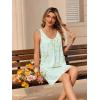 Ekouaer Nightgowns for Women Bamboo Viscose Night Gown Sleeveless Sleep Shirts Tank Sleep Dress V-neck Sleepwear(Light Green Floral)