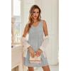 Ekouaer Nightgowns for Women Bamboo Viscose Night Gown Sleeveless Sleep Shirts Tank Sleep Dress V-neck Sleepwear(Light Grey)