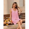 Ekouaer Nightgowns for Women Bamboo Viscose Night Gown Sleeveless Sleep Shirts Tank Sleep Dress V-neck Sleepwear(Pink)
