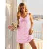 Ekouaer Nightgowns for Women Sexy Sleep Shirts Sleeveless Sleep Dress V Neck Night Shirts Pleated Chemise(Pink Floral)
