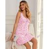 Ekouaer Nightgowns for Women Sexy Sleep Shirts Sleeveless Sleep Dress V Neck Night Shirts Pleated Chemise(Pink Floral)
