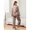 Ekouaer Satin Pajama Set Long Sleeve Button Down Pj Sets Ruffle Silk Valentine Pajamas for Women(Brown)