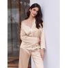 Ekouaer Satin Pajama Set Long Sleeve Button Down Pj Sets Ruffle Silk Valentine Pajamas for Women(Champagne)