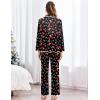 Ekouaer Satin Pajama Set Long Sleeve Button Down Pj Sets Ruffle Silk Valentine Pajamas for Women(Christmas-black Candy Cane X-mas Pjs)