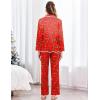 Ekouaer Satin Pajama Set Long Sleeve Button Down Pj Sets Ruffle Silk Valentine Pajamas for Women(Christmas-gingerbread Printed Pjs)