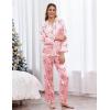 Ekouaer Satin Pajama Set Long Sleeve Button Down Pj Sets Ruffle Silk Valentine Pajamas for Women(Christmas-pink Santa Pjs)