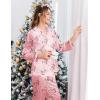 Ekouaer Satin Pajama Set Long Sleeve Button Down Pj Sets Ruffle Silk Valentine Pajamas for Women(Christmas-pink Santa Pjs)