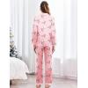 Ekouaer Satin Pajama Set Long Sleeve Button Down Pj Sets Ruffle Silk Valentine Pajamas for Women(Christmas-pink Santa Pjs)