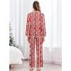 Ekouaer Satin Pajama Set Long Sleeve Button Down Pj Sets Ruffle Silk Valentine Pajamas for Women(Christmas-santa Printed Pjs)