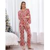 Ekouaer Satin Pajama Set Long Sleeve Button Down Pj Sets Ruffle Silk Valentine Pajamas for Women(Christmas-santa Printed Pjs)