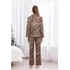 Ekouaer Satin Pajama Set Long Sleeve Button Down Pj Sets Ruffle Silk Valentine Pajamas for Women(Classic Leopard)