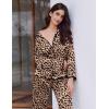 Ekouaer Satin Pajama Set Long Sleeve Button Down Pj Sets Ruffle Silk Valentine Pajamas for Women(Classic Leopard)