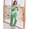 Ekouaer Satin Pajama Set Long Sleeve Button Down Pj Sets Ruffle Silk Valentine Pajamas for Women(Gossamer Green)