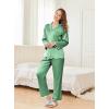 Ekouaer Satin Pajama Set Long Sleeve Button Down Pj Sets Ruffle Silk Valentine Pajamas for Women(Gossamer Green)