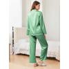 Ekouaer Satin Pajama Set Long Sleeve Button Down Pj Sets Ruffle Silk Valentine Pajamas for Women(Gossamer Green)