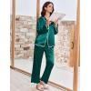 Ekouaer Satin Pajama Set Long Sleeve Button Down Pj Sets Ruffle Silk Valentine Pajamas for Women(Green)