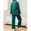 Ekouaer Satin Pajama Set Long Sleeve Button Down Pj Sets Ruffle Silk Valentine Pajamas for Women(Green)
