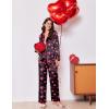 Ekouaer Satin Pajama Set Long Sleeve Button Down Pj Sets Ruffle Silk Valentine Pajamas for Women(Heart‑print Black)
