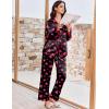 Ekouaer Satin Pajama Set Long Sleeve Button Down Pj Sets Ruffle Silk Valentine Pajamas for Women(Heart‑print Black)