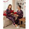 Ekouaer Satin Pajama Set Long Sleeve Button Down Pj Sets Ruffle Silk Valentine Pajamas for Women(Heart‑print Black)