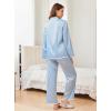 Ekouaer Satin Pajama Set Long Sleeve Button Down Pj Sets Ruffle Silk Valentine Pajamas for Women(Light Blue)