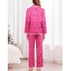 Ekouaer Satin Pajama Set Long Sleeve Button Down Pj Sets Ruffle Silk Valentine Pajamas for Women(Pink Leopard)
