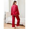 Ekouaer Satin Pajama Set Long Sleeve Button Down Pj Sets Ruffle Silk Valentine Pajamas for Women(Red)