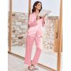 Ekouaer Satin Pajama Set Long Sleeve Button Down Pj Sets Ruffle Silk Valentine Pajamas for Women(Rose Pink)