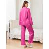 Ekouaer Satin Pajama Set Long Sleeve Button Down Pj Sets Ruffle Silk Valentine Pajamas for Women(Rose Red)