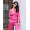 Ekouaer Satin Pajama Set Long Sleeve Button Down Pj Sets Ruffle Silk Valentine Pajamas for Women(Rose Red)