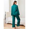 Ekouaer Satin Pajama Set Long Sleeve Button Down Pj Sets Ruffle Silk Valentine Pajamas for Women(Teal)
