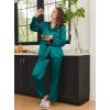 Ekouaer Satin Pajama Set Long Sleeve Button Down Pj Sets Ruffle Silk Valentine Pajamas for Women(Teal)