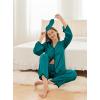 Ekouaer Satin Pajama Set Long Sleeve Button Down Pj Sets Ruffle Silk Valentine Pajamas for Women(Teal)