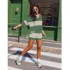 Ekouaer Two Piece Sets for Women Summer Lounge Sets 2026 Striped Shirts and Shorts Set Oversized Matching Outfit(Army Green White Combo)