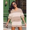 Ekouaer Two Piece Sets for Women Summer Lounge Sets 2026 Striped Shirts and Shorts Set Oversized Matching Outfit(Beige White Combo)
