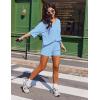 Ekouaer Two Piece Sets for Women Summer Lounge Sets 2026 Striped Shirts and Shorts Set Oversized Matching Outfit(Light Blue)