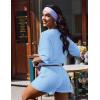 Ekouaer Two Piece Sets for Women Summer Lounge Sets 2026 Striped Shirts and Shorts Set Oversized Matching Outfit(Light Blue)