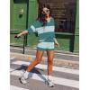 Ekouaer Two Piece Sets for Women Summer Lounge Sets 2026 Striped Shirts and Shorts Set Oversized Matching Outfit(Light Green Combo)