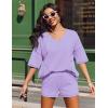 Ekouaer Two Piece Sets for Women Summer Lounge Sets 2026 Striped Shirts and Shorts Set Oversized Matching Outfit(Lilac)