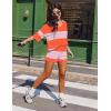 Ekouaer Two Piece Sets for Women Summer Lounge Sets 2026 Striped Shirts and Shorts Set Oversized Matching Outfit(Orange Pink Combo)