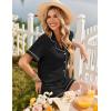 Ekouaer Womens Pajama Sets Button Up Summer Cute Pjs 2 Piece Short Sleeve Sleepwear Lounge Set S-XXL(Black)