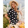 Ekouaer Womens Pajama Sets Button Up Summer Cute Pjs 2 Piece Short Sleeve Sleepwear Lounge Set S-XXL(Black With Elephant)