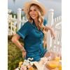 Ekouaer Womens Pajama Sets Button Up Summer Cute Pjs 2 Piece Short Sleeve Sleepwear Lounge Set S-XXL(Blue)