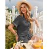 Ekouaer Womens Pajama Sets Button Up Summer Cute Pjs 2 Piece Short Sleeve Sleepwear Lounge Set S-XXL(Dark Charcoal Gray)