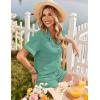 Ekouaer Womens Pajama Sets Button Up Summer Cute Pjs 2 Piece Short Sleeve Sleepwear Lounge Set S-XXL(Gray Green)