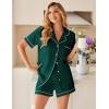 Ekouaer Womens Pajama Sets Button Up Summer Cute Pjs 2 Piece Short Sleeve Sleepwear Lounge Set S-XXL(Green)