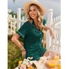 Ekouaer Womens Pajama Sets Button Up Summer Cute Pjs 2 Piece Short Sleeve Sleepwear Lounge Set S-XXL(Green)