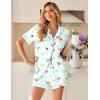 Ekouaer Womens Pajama Sets Button Up Summer Cute Pjs 2 Piece Short Sleeve Sleepwear Lounge Set S-XXL(Light Green With Wine Glass)
