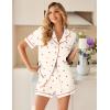 Ekouaer Womens Pajama Sets Button Up Summer Cute Pjs 2 Piece Short Sleeve Sleepwear Lounge Set S-XXL(Light Yellow With Cherry)