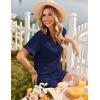Ekouaer Womens Pajama Sets Button Up Summer Cute Pjs 2 Piece Short Sleeve Sleepwear Lounge Set S-XXL(Navy Blue)